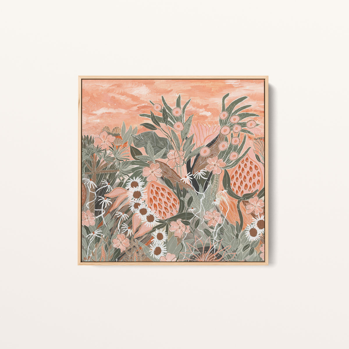 Evening Primrose 1 by Anna Lohe – framed square artwork, front view