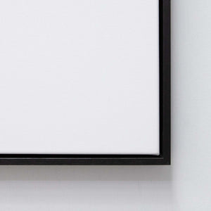 Black frame corner, white canvas