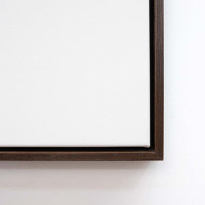 Walnut frame corner, white canvas