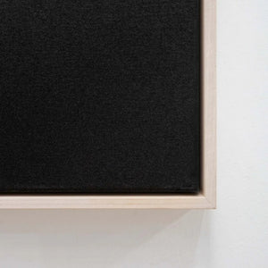 Whitewash frame corner, black canvas