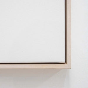 Whitewash frame corner, white canvas